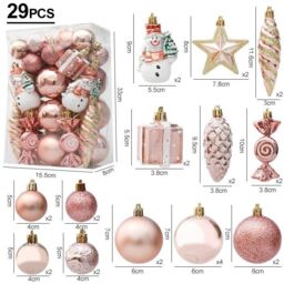 29pcs Christmas Tree Balls Hanging Pendant Candy Cane Pine Cone