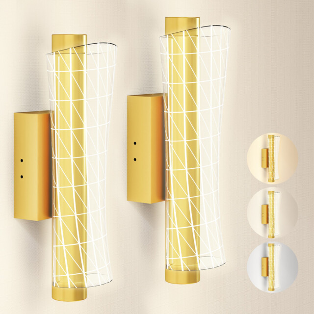 Wall Light Gold Tone 30.7x11x10.5cm Geometric Mesh Indoor Modern Led
