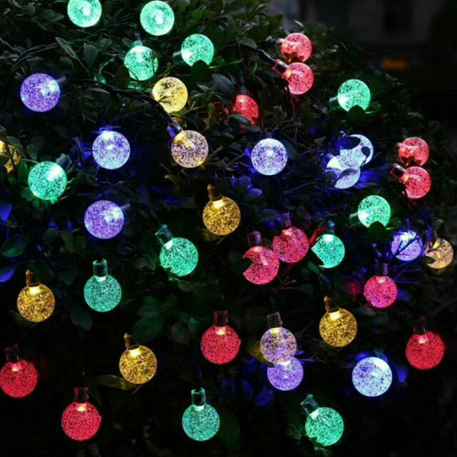 2 X 50 Led Crystal Ball Solar Powered Outdoor Garden Multi-coloured