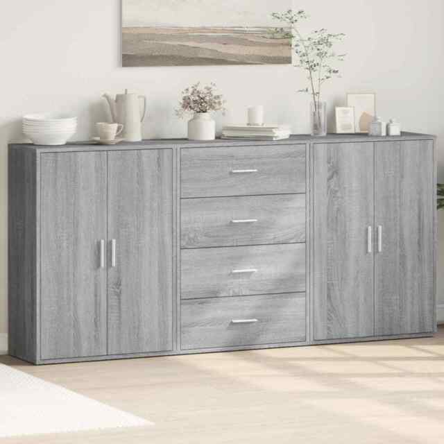 Sideboards 3 Pcs Grey Sonoma 60x31x84 Cm Engineered Wood Vidaxl