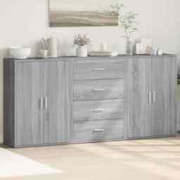 Sideboards 3 Pcs Grey Sonoma 60x31x84 Cm Engineered Wood Vidaxl
