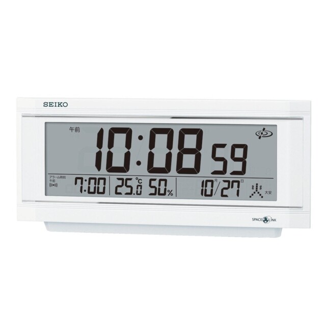 Seiko Table Clock Alarm Satellite Radio Digital Calendar Temperature