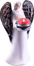 Christmas Home Gift Ornament Ceramic Silver Winged Angel Tealight