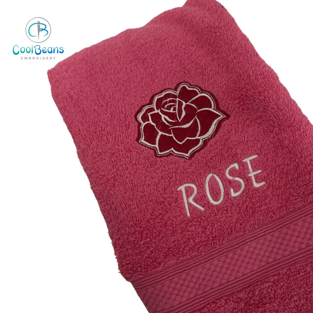 Rose Flower Towel - Personalised - Flannel / Hand Towel / Bath Towel