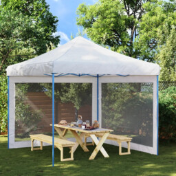 Party Tent Sidewall Mesh Panel White Blk 300x195cm 100% Polyester