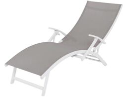 Sun Lounger Recliner Foldable 4 Position Textilene With Arm Rests