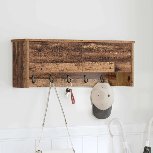 Wall-mounted Coat Rack Old Wood 80 X 20 X 30 Cm Engineered Wood Vidaxl