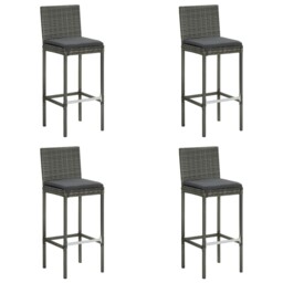 Garden Bar Stools With Cushions 4 Pcs Grey Poly Rattan Vidaxl