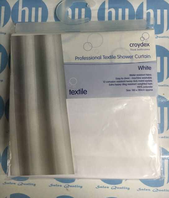 Croydex Professional Plain White Textile Shower Curtain - 1800 X