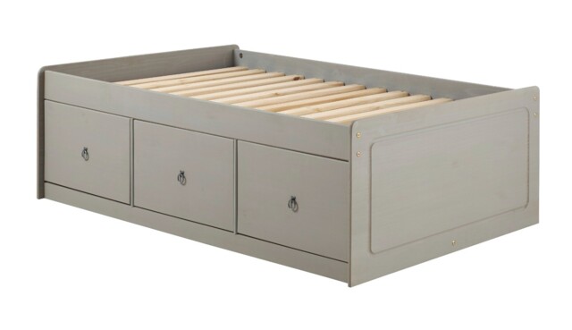 Solid Wood Single Storage Cabin Bed Frame With 3 Drawers – Grey Pine