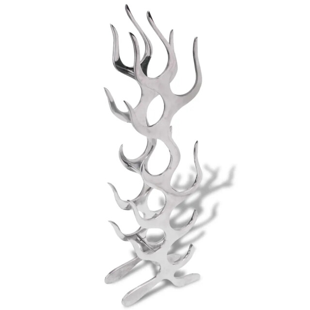 Wine Rack Flame Shape Aluminium Silver 9 Bottles Vidaxl