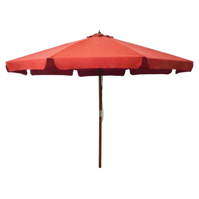 Garden Parasol Terracotta 330cm Fabric Canopy Bamboo/hardwood 48mm