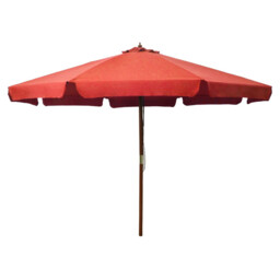 Garden Parasol Terracotta 330cm Fabric Canopy Bamboo/hardwood 48mm