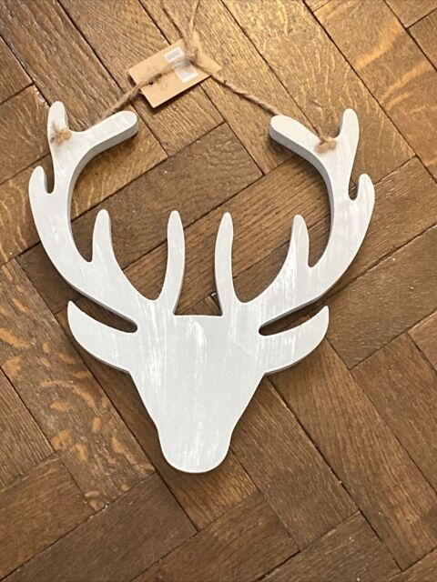 Wooden Stags Head Carving Wall Art Tile Plaque Rustic 12in X 12 In