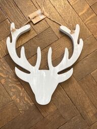 Wooden Stags Head Carving Wall Art Tile Plaque Rustic 12in X 12 In