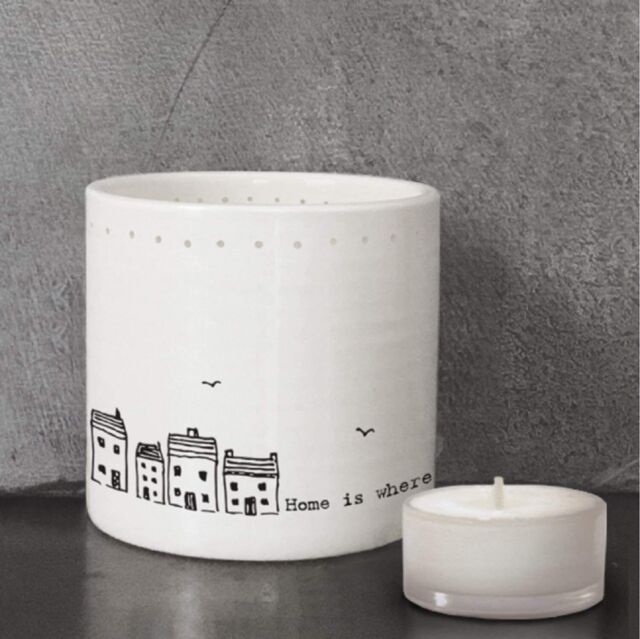 East Of India 'home Is Where The Heart Is' Porcelain Tea Light Holder