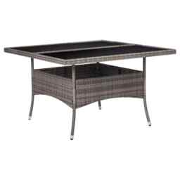 Outdoor Dining Table Grey Poly Rattan And Glass Vidaxl