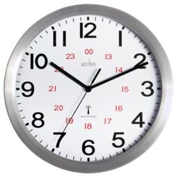 Acctim Century Wall Clock Radio Controlled Brushed Aluminium 12/24hour