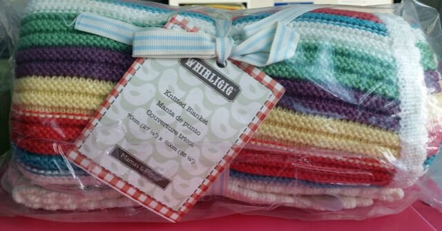Mamas Papas Blanket Cotton 100% Whirligig Knitted 70x90cm Baby Boy