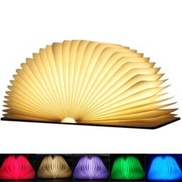 Easyult Wooden Book Lamp, Led Folding 12 9 2.5cm, Wood/unstained