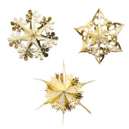 Christmas Foil Ceiling Decorations Gold / Ivory - Choose Design