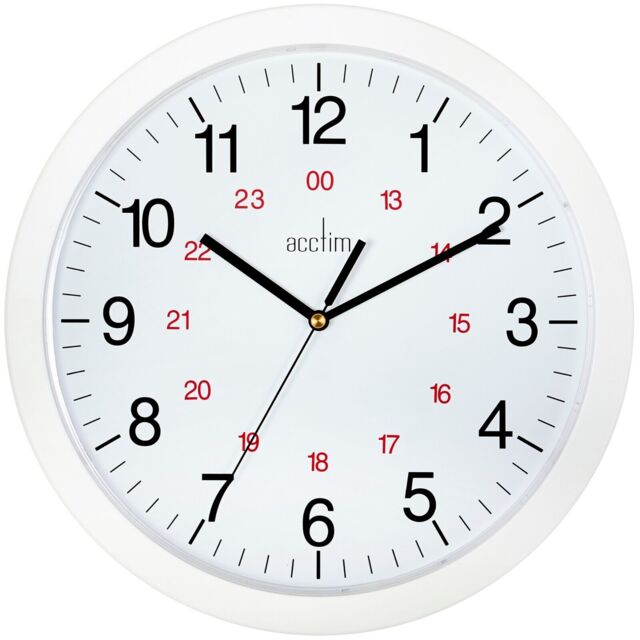 "Acctim Metro 12"" Wall Clock Quartz 12/24 Hour Dial Easy Read Numbers"