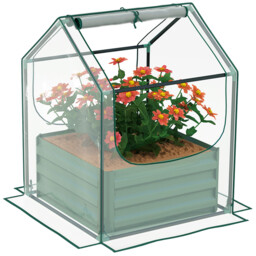 Raised Garden Bed With Clear Green Pvc Greenhouse 70x70x90cm Steel