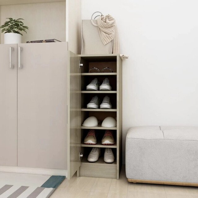 Modern Wooden Hallway 2 Door Shoe Storage Cabinet Unit Organiser With