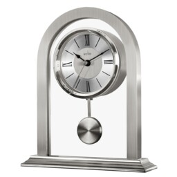Acctim Silver Tone Quartz Battery Mantel Clock With Pendulum Colney