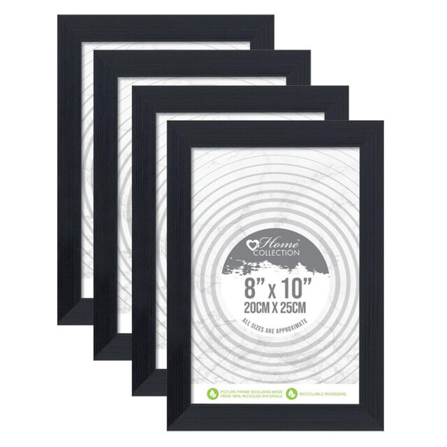 "4 X Black Picture Frame 8""x10"" Glass Portrait Poster Print Frames Wall"