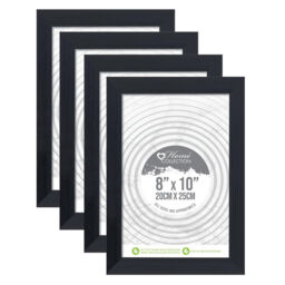 "4 X Black Picture Frame 8""x10"" Glass Portrait Poster Print Frames Wall"