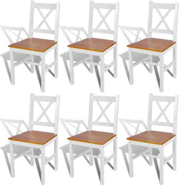 Dining Chairs 6 Pcs White Pinewood Vidaxl