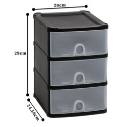 3 Tier Storage Tower Unit Handy Chest Of Clear Drawer Office Desktop
