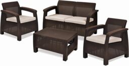 Lounge Set Outdoor 4 Seater Rattan Garden Furniture Table Chairs Keter