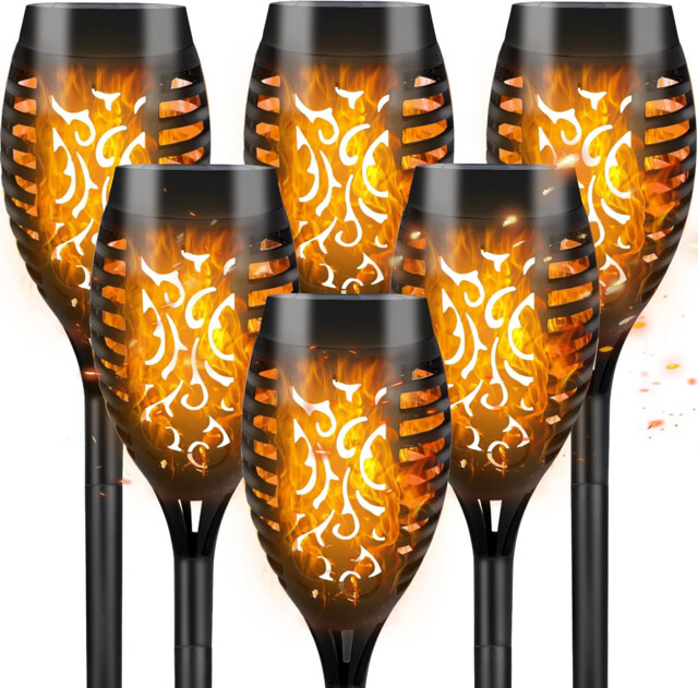 Cnmtcco Solar Lights Outdoor Garden, 6 Pack Solar Flickering Dancing