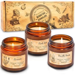 Scented Candles Gift Set, Soy Wax Candles Of Vanilla Honey, Fresh