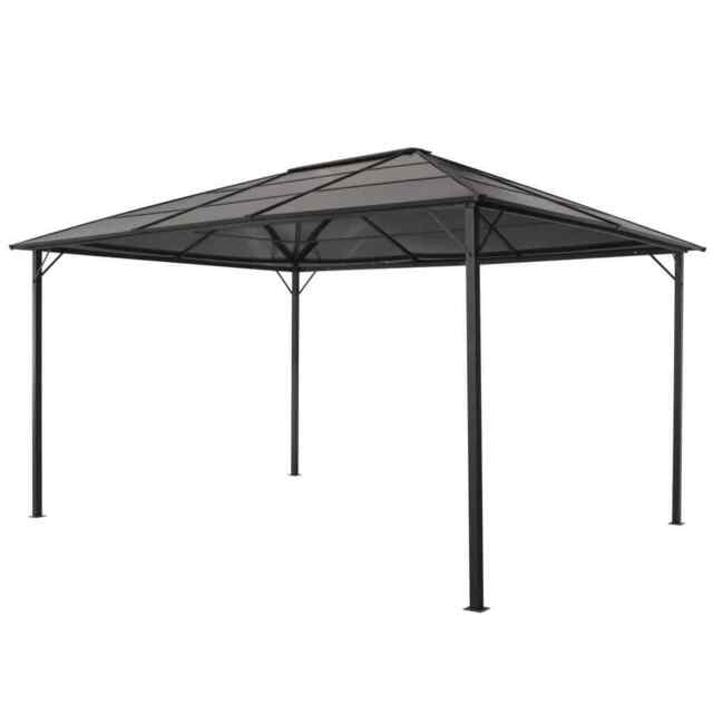 Gazebo With Roof Aluminium 4x3x2.6 M Black Vidaxl