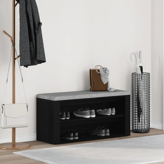 Shoe Bench Black Oak 100x35x45 Cm Engineered Wood Vidaxl