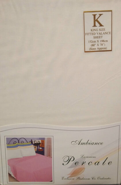 King Size Fitted Valance Sheet Ivory Cream 180 Thread Count Percale