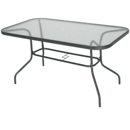 Outsunny Metal Garden Dining Table Outdoor Patio W/ Glass, Umbrella