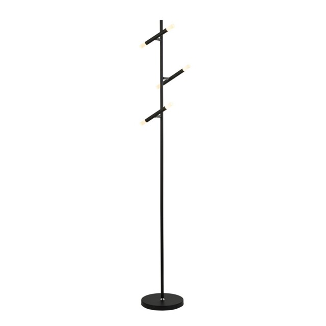 3 Light Led Matt Black Metal And Acrylic Free Standing Standard Floor