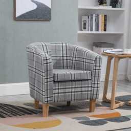 Tub Chair Linen Fabric Sofa Armchair Office Reception Living Room Grey