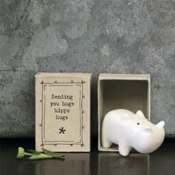 East Of India Porcelain Mini Matchbox Hippo Sentimental Hugs Ornament