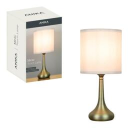 Sarav Touch Table Lamp Brass Base White Shade - E27 Max 60w