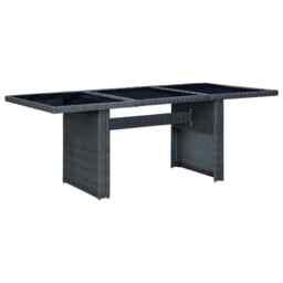 Garden Table Dark Grey Poly Rattan And Tempered Glass Vidaxl