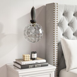 Grey Globe Pendant Ceiling Light With Dimpled Glass Effect - Vercelli