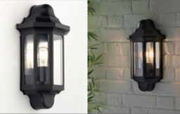 Half Lantern Wall Light 15w Led E27 Gls Ip44 Matt Black & Clear Pc Lap