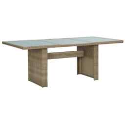 Garden Dining Table Brown 200x100x74 Cm Glass And Poly Rattan Vidaxl