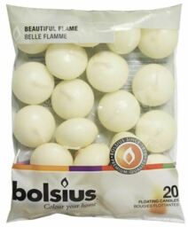 Bolsius Paraffin Wax Floating Candles, Ivory - 20 Piece