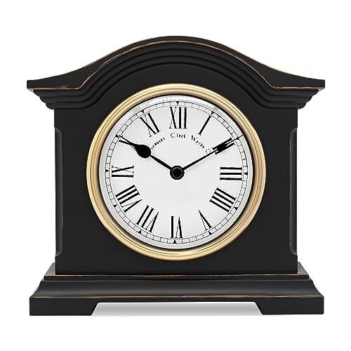 Falkenburg Mantel Clock Black Antique Brass Effect Bezel With Glass